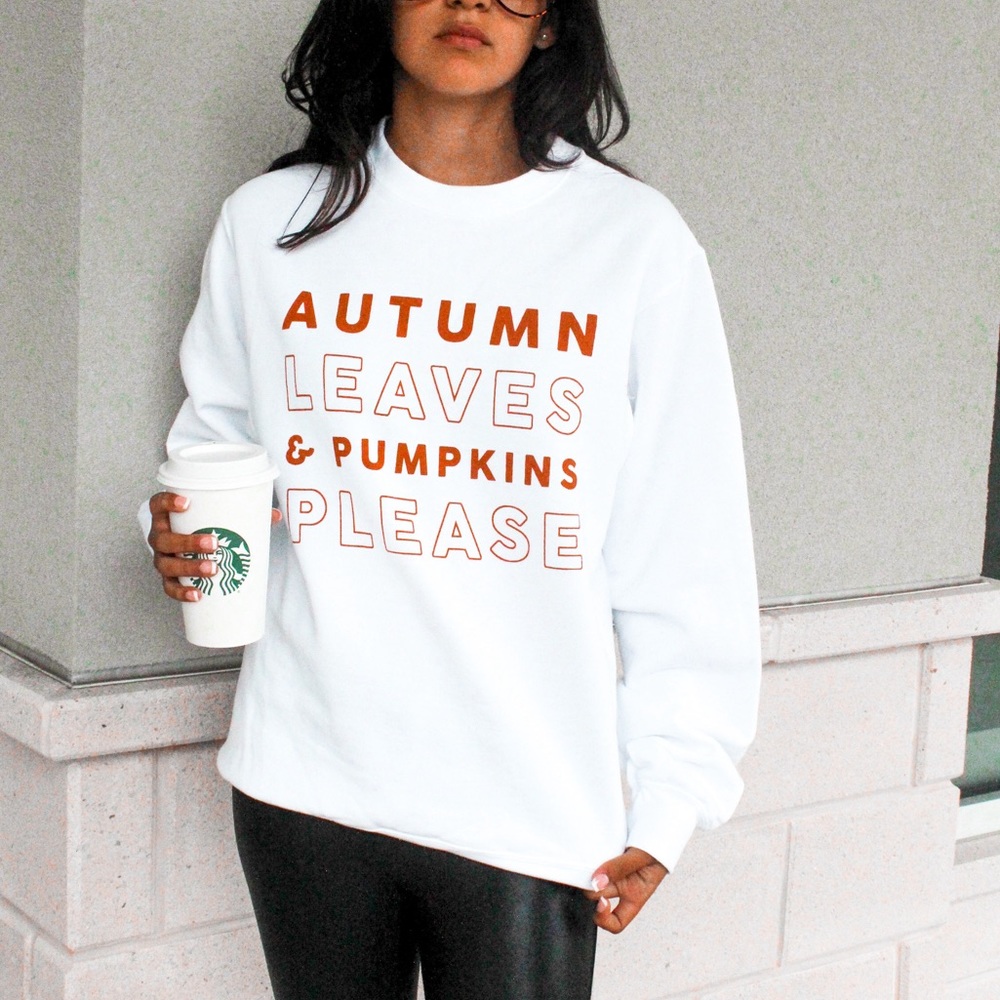 Autumn leaves and pumpkin please sweatshirt S, M, L